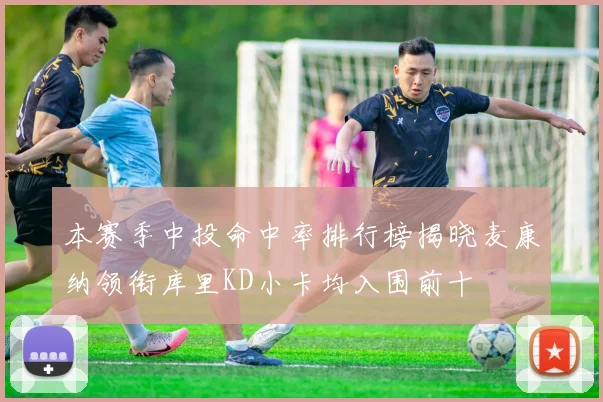 本赛季中投命中率排行榜揭晓麦康纳领衔库里KD小卡均入围前十